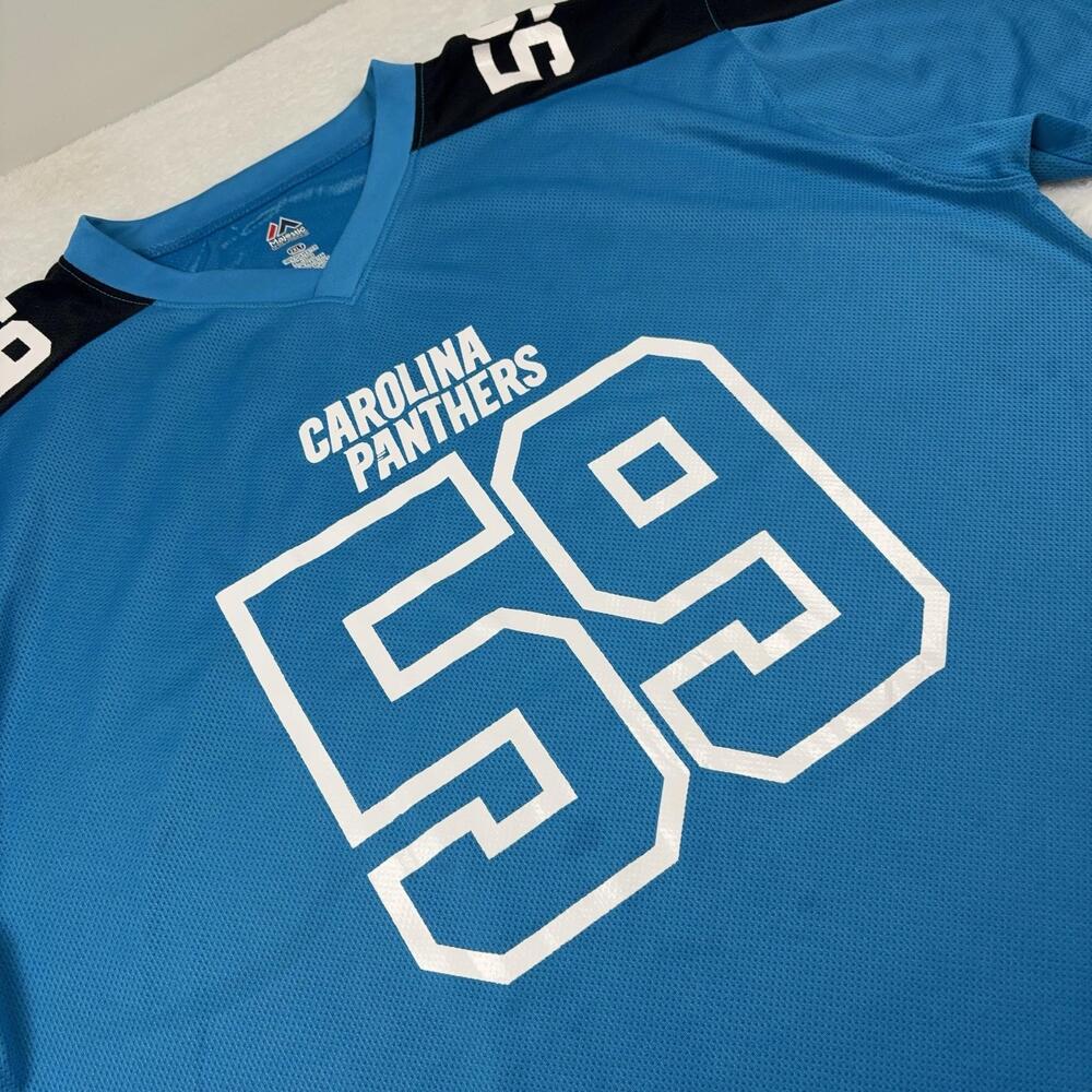 Carolina Panthers Jersey Mens 2XLT Blue Kuechly 59 Majestic NFL Football Team